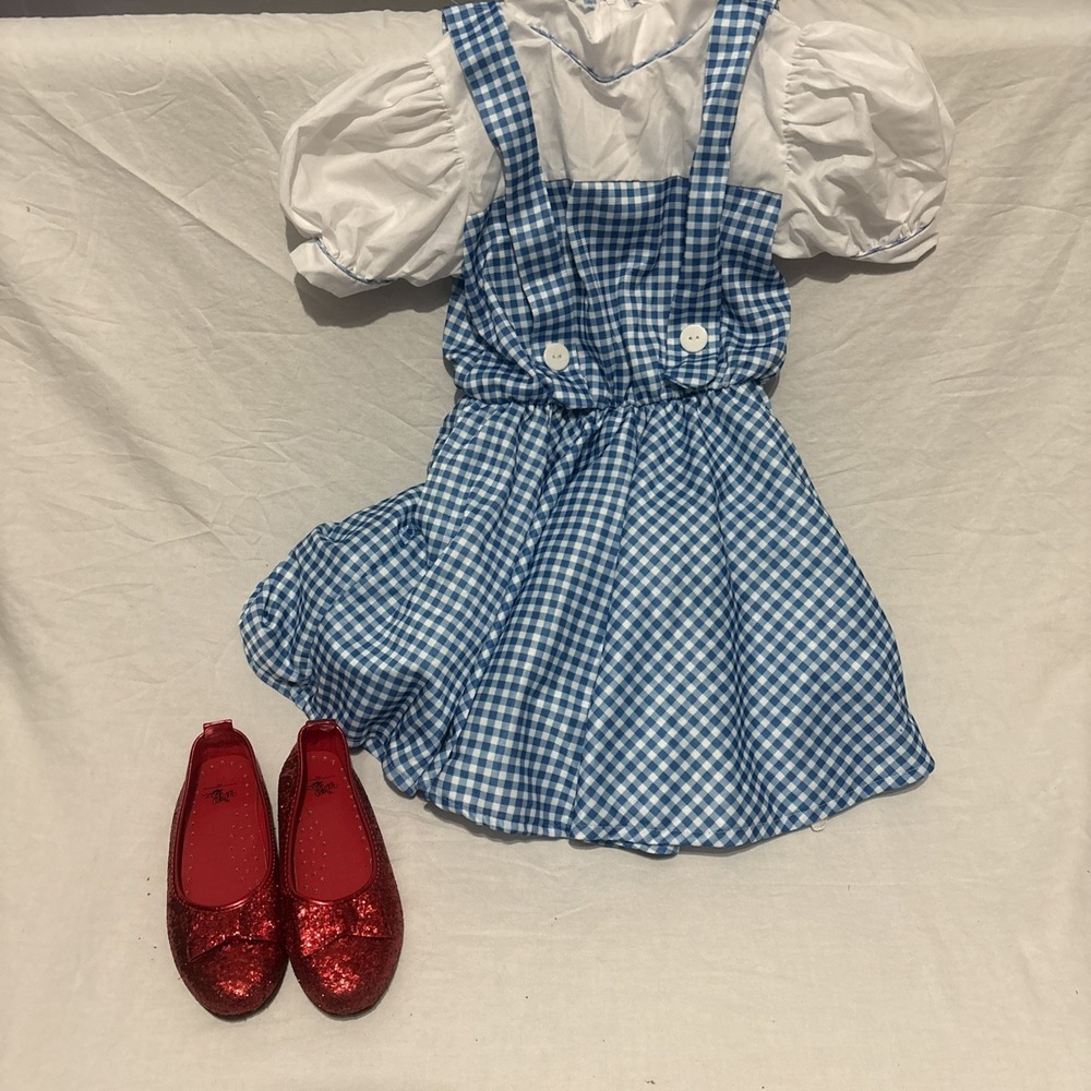 Dorothy Wizard of Oz Costume Dress Rubies Med‎ Kids Ruby slippers Shoes